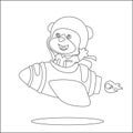 Vector illustration of Cute animal Astronaut Riding Rocket.