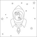 Vector illustration of Cute animal Astronaut Riding Rocket.
