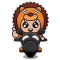 Motorcycle lion animal mascot costume Royalty Free Stock Photo