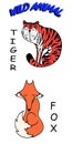 Vector illustration of cute animal set including tiger and fox