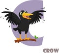 Cute Animal Zoo Alphabet. Letter C for crow Royalty Free Stock Photo