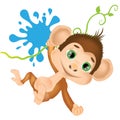 Vector illustration with cute baby monkey Royalty Free Stock Photo