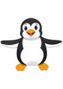 Vector illustration of cute baby penguin cartoon waving isolated on white background Royalty Free Stock Photo