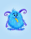 Vector illustration with cute blue cartoon Monster Royalty Free Stock Photo