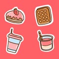 A vector illustration of cute bread dessert icons