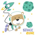 Vector illustration of cute cartoon astronauts little bear in space,