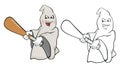 Vector Illustration of a Cute Cartoon Character Ghost for you Design and Computer Game. Coloring Book Outline Set Royalty Free Stock Photo