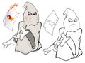 Vector Illustration of a Cute Cartoon Character Ghost for you Design and Computer Game. Coloring Book Outline Set Royalty Free Stock Photo