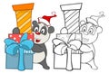 Vector Illustration of a Cute Cartoon Character Panda for you Design and Computer Game. Coloring Book Outline Set Royalty Free Stock Photo