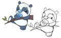 Vector Illustration of a Cute Cartoon Character Panda for you Design and Computer Game. Coloring Book Outline Set Royalty Free Stock Photo