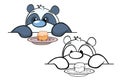 Vector Illustration of a Cute Cartoon Character Panda for you Design and Computer Game. Coloring Book Outline Set Royalty Free Stock Photo