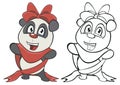 Vector Illustration of a Cute Cartoon Character Panda for you Design and Computer Game. Coloring Book Outline Set Royalty Free Stock Photo