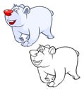 Vector Illustration of a Cute Cartoon Character Polar Bear for you Design and Computer Game. Coloring Book Outline