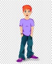 Cute cartoon character of teenager schoolboy with ginger hair Royalty Free Stock Photo