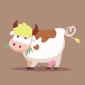 Vector illustration of cute Cartoon Cow Royalty Free Stock Photo