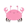 Vector illustration with cute cartoon crab isolated on white Royalty Free Stock Photo