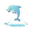 Cute cartoon dolphin jumping out of the sea Royalty Free Stock Photo