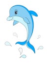 Vector illustration cute cartoon dolphin jumping. Royalty Free Stock Photo