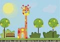 Vector illustration of Cute cartoon funny giraffe walking in th