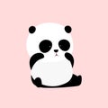 Vector Illustration: A cute cartoon giant panda sits on the ground, crying, rubbing eyes, wiping the tear, looking unhappy