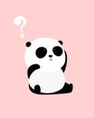 Vector Illustration: A cute cartoon giant panda sits on the ground, pondering a problem, thinking about a question