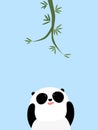 Vector Illustration: A cute cartoon giant panda is trying to reach the bamboo on the tree