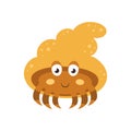 Vector illustration with cute cartoon hermit crab Royalty Free Stock Photo