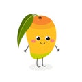 Vector illustration of cute cartoon mango isolated on white