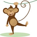 Vector illustration of a cute cartoon monkey with banana