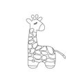 Vector cartoon outline giraffe.