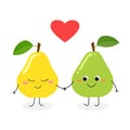 Vector illustration of cute cartoon pears in love Royalty Free Stock Photo