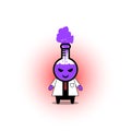 Vector illustration of a cute chemical bottle with an angry purple liquid.