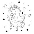 Vector illustration of a cute cockatoo in hand-draw doodle style.