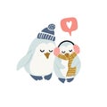 Vector illustration - cute penguins in love