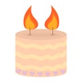 Vector illustration of a cute cream double wick candle. Decor for home and comfort