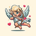 Vector illustration cute cupid for valentines day love heart 3 Royalty Free Stock Photo