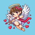 Vector illustration cute cupid for valentines day love heart 5