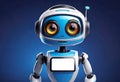 vector illustration, cute customer service robot poster with copy space, 3D rendering, Royalty Free Stock Photo