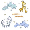 African animals with zebras and Hippo,giraffe2-01