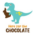 Cute Dinosaur Eating Easter Chocolate Bunny