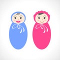 Vector illustration of cute dolls. Baby boy and baby girl Royalty Free Stock Photo