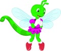 Cute dragonflies cartoon flying with laughing