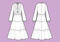 Vector illustration of cute dress. Front and back. Women`s clothes.