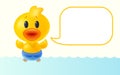 Vector illustration of cute duck in realistic style. Vector icon of kawaii duck with bubble Royalty Free Stock Photo