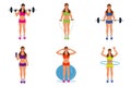 Vector illustration of cute fitness girl