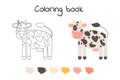 Vector illustration. Cute funny farm animal for kids. Coloring page cartoon cow. Black, white and pink Royalty Free Stock Photo