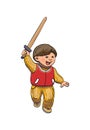 Vector Illustration Of Cute Funny Kid Playing, Running and Jumping Outside. Boy cartoon character.