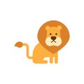 Vector illustration, cute funny lion. Simple style. Isolated objects. Flat design. Concept for children print