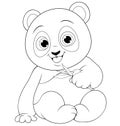 Vector illustration, cute funny little panda baby sitting smiling