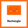 Vector illustration. cute geometric figures for kids. Orange shape rectangle isolated on white background. Royalty Free Stock Photo